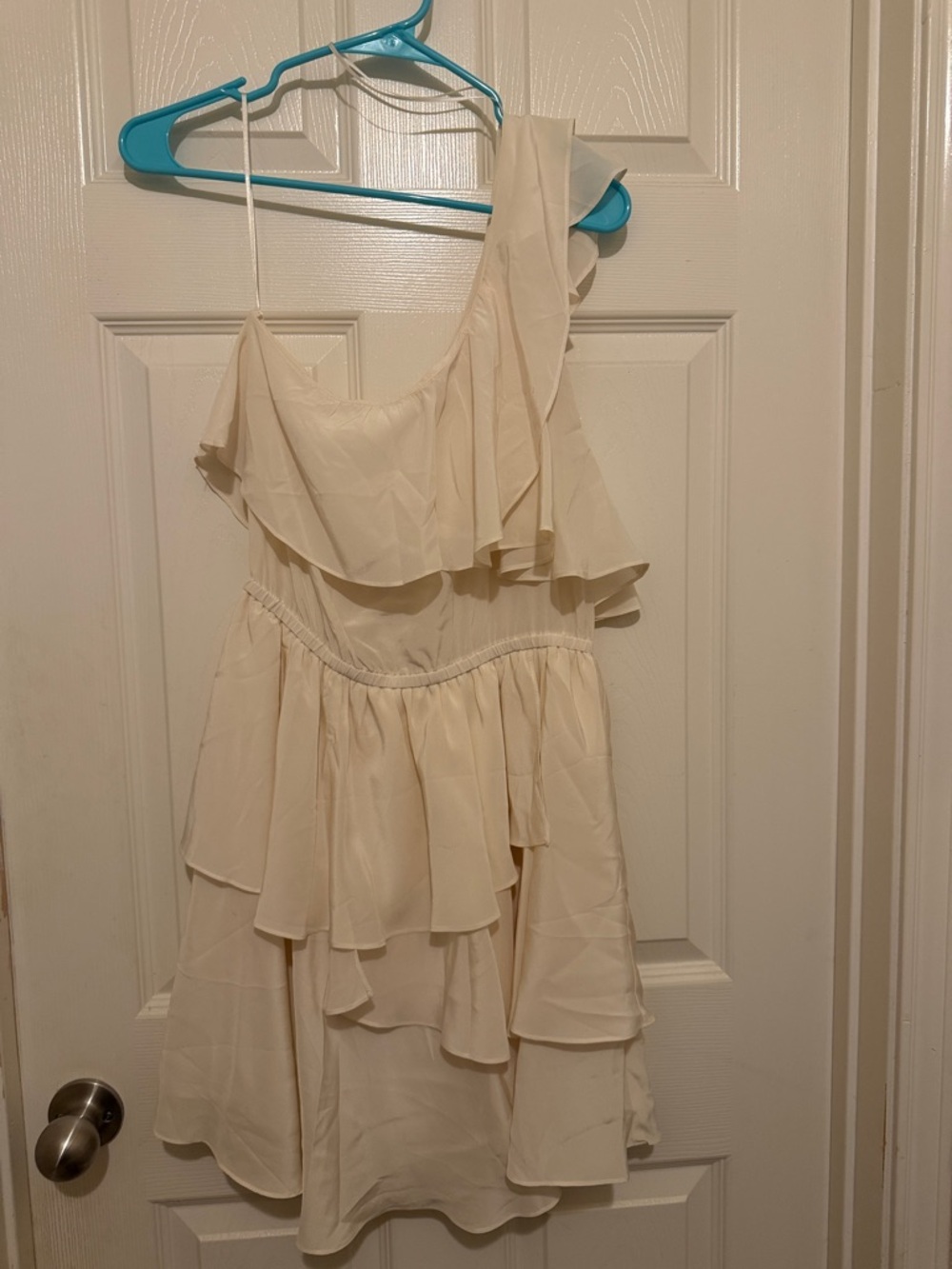 Jay Godfrey One-Shoulder Ruffle Cream Dress Sz 6